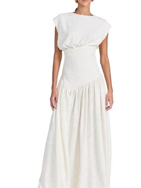 NWT Rendoll Elena Dress - Elegant Cream Textured Midi Dress